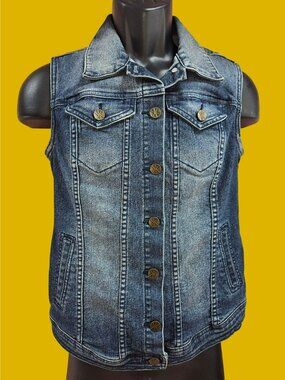 Kardashian Kollection Womens Jean Jacket Vest Small